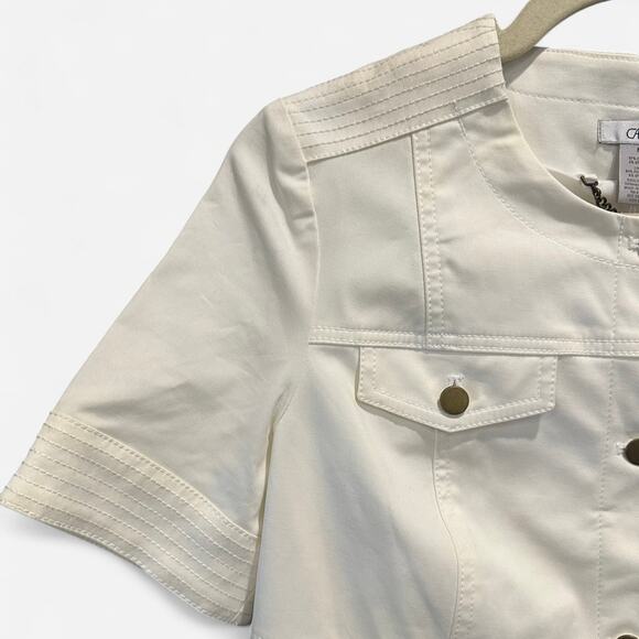 Cache NWT Y2K Cropped Utility Jacket Cream Size Small - Picture 6 of 9